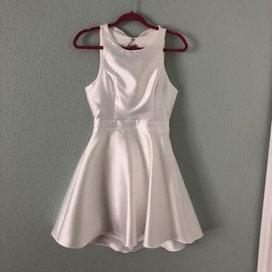 White open back knee height dress